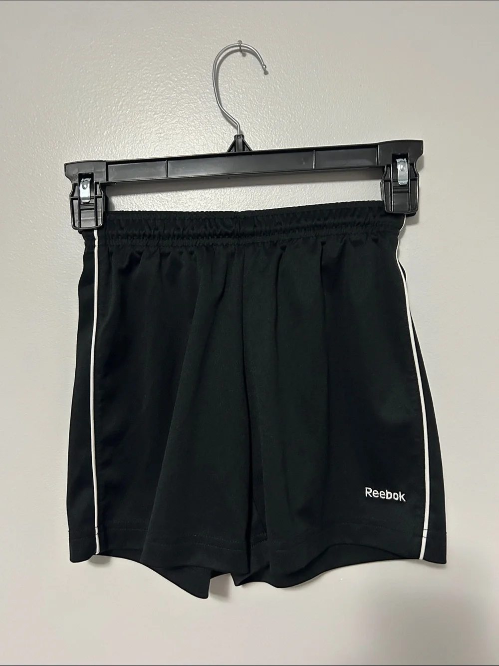 Reebok Black Athletic Shorts with White Piping